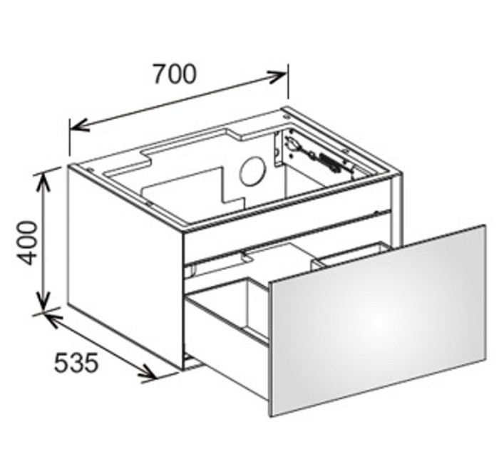 Keuco тумба под раковину 700x400x535 мм фасад дуб, edition lignatur, арт. 33340 700011