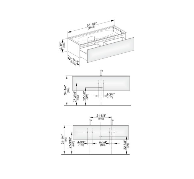Keuco тумба подвесная под раковину с одним выдвижным фронтом, с внутренней светодиодной подсветкой, edition 11, антрацит арт. 31361 110100