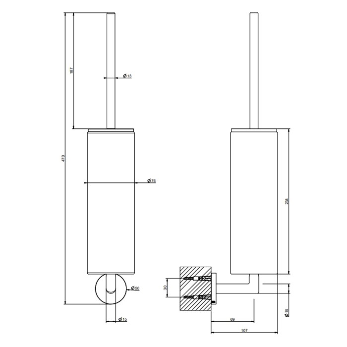 Gessi Ершик настенный белый, Tondo, 63619#299 цвет: black xl