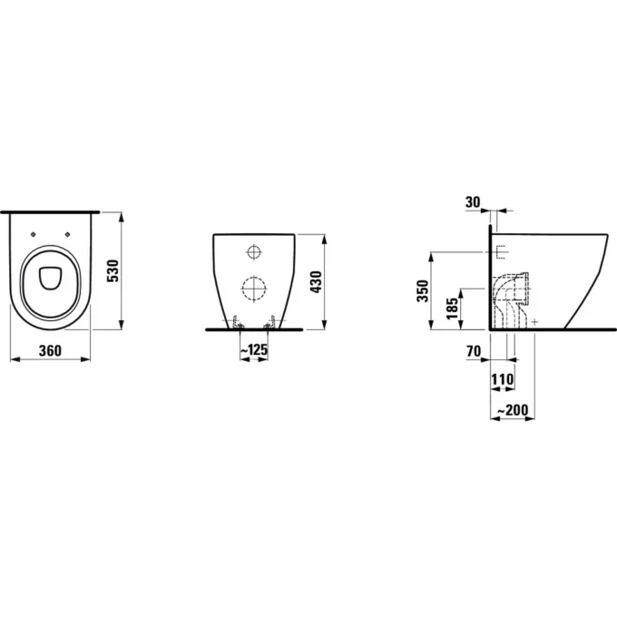 LAUFEN унитаз приставной 530 x 360 x 430 мм, PRO - 8.2295.2.000.000.1