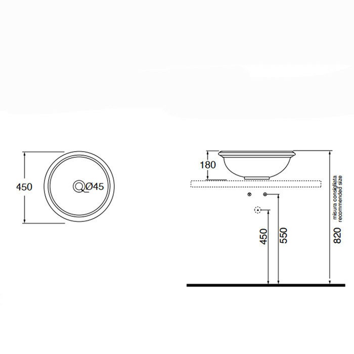 Azzurra Раковина 18x45 JUBILAEUM, JULA04518000BI/(JUB50/APP bi)*0 цвет: белый