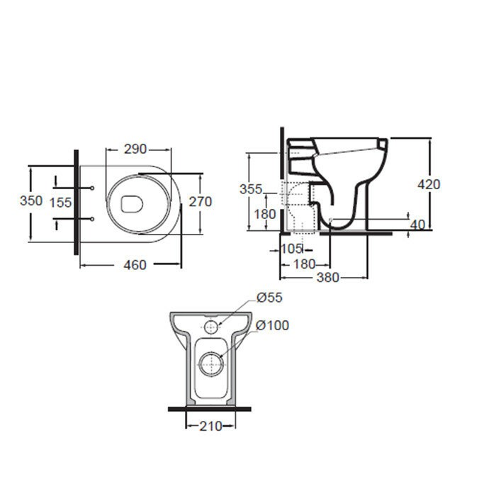 Azzurra Унитаз 35x46 NUVOLA, NUVCTP046000BI/(NUV146/P bi) цвет: белый