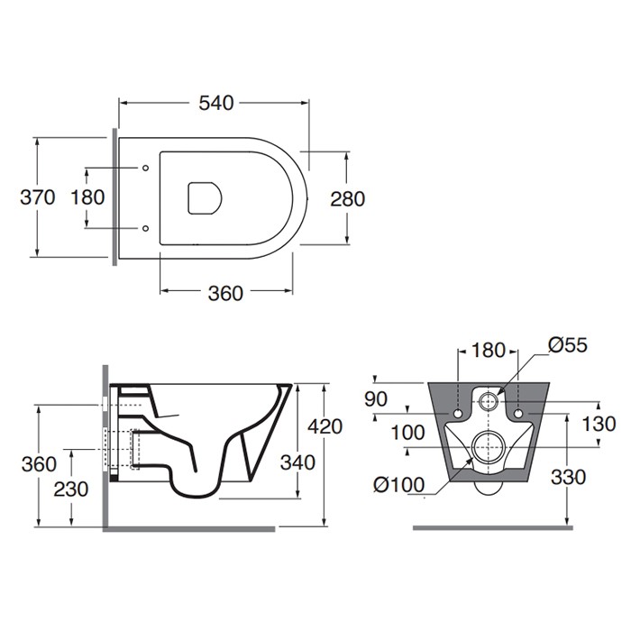 Azzurra унитаз подвесной 54х37х34см., безободковый, в комплекте с креплением, Azzurra, FMVKSPE00000CE цвет: cenere