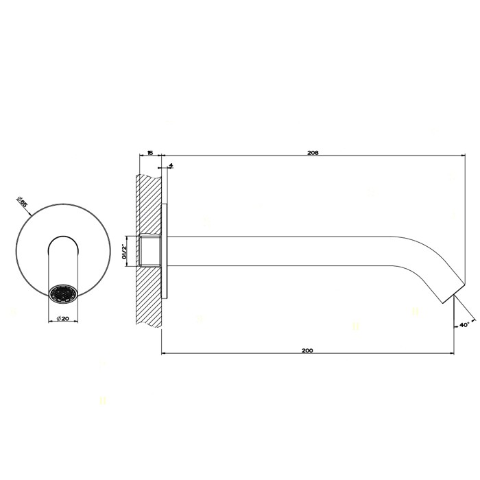 Gessi Настенный излив на 1/2”, комбинируемый с удаленным управлением, 316, 54110#239 цвет: шлифованная сталь