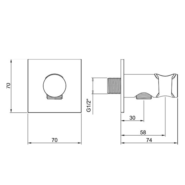 Вывод из стены с держателем для душевой лейки, Almar, E095039.NB цвет: никель брашированный