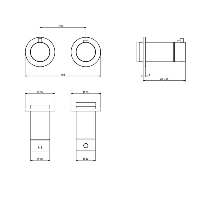 Gessi Смеситель для душа, встраиваемый, термостатический, с переключателем на 2 положения, внешняя часть, Ingranaggio, 63333#299 цвет: black xl