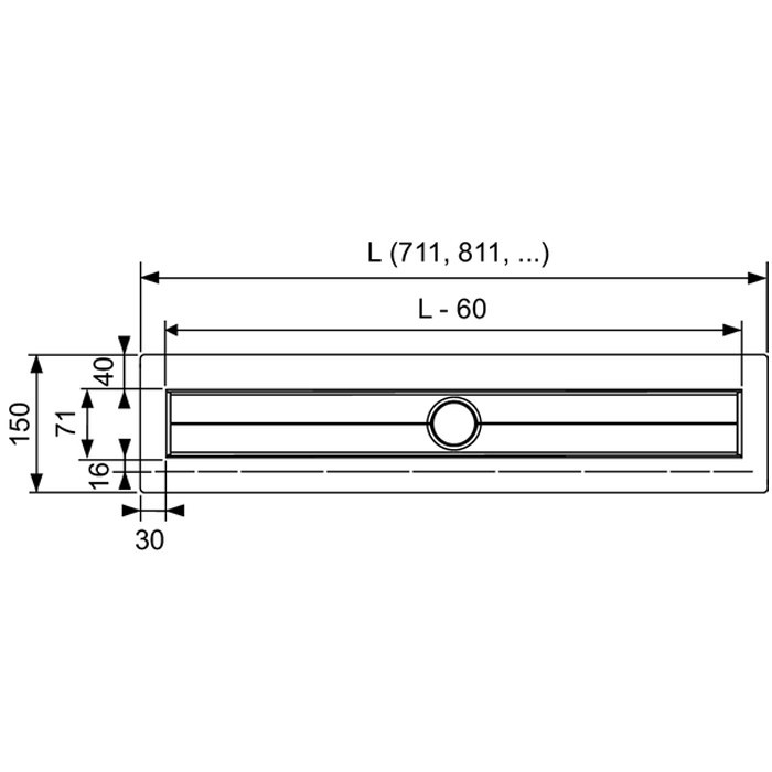 TECE комплект для установки душевого трапа 900 мм из нержавеющей стали для пристенного монтажа, drainline - 600901 660005 650000 660016 660003 600970