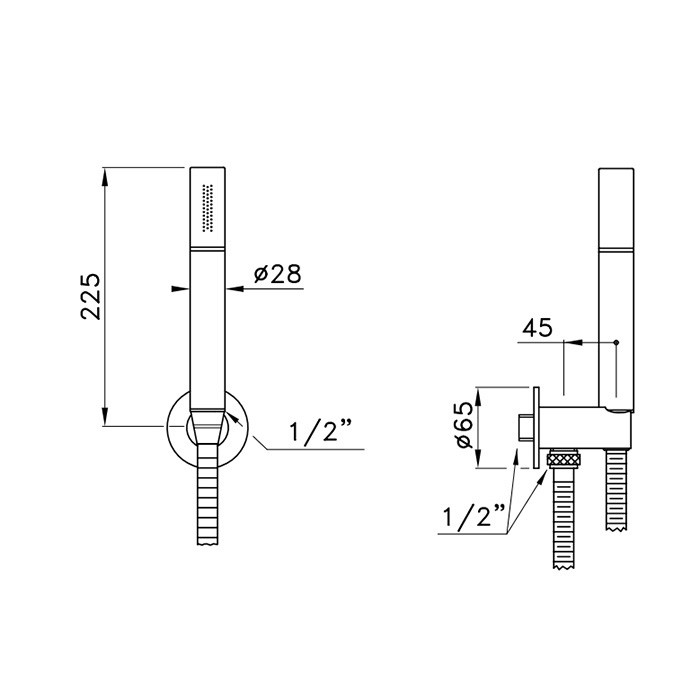 Душевой гарнитур, с ручным душем, держателем с подводом воды и шлангом, STELLA Sirius, черный арт. UN03121PV17