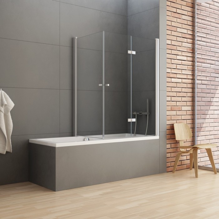 Шторка для ванны 100x70x140 r, New trendy New soleo chrome, хром арт. P-0029/P-0024