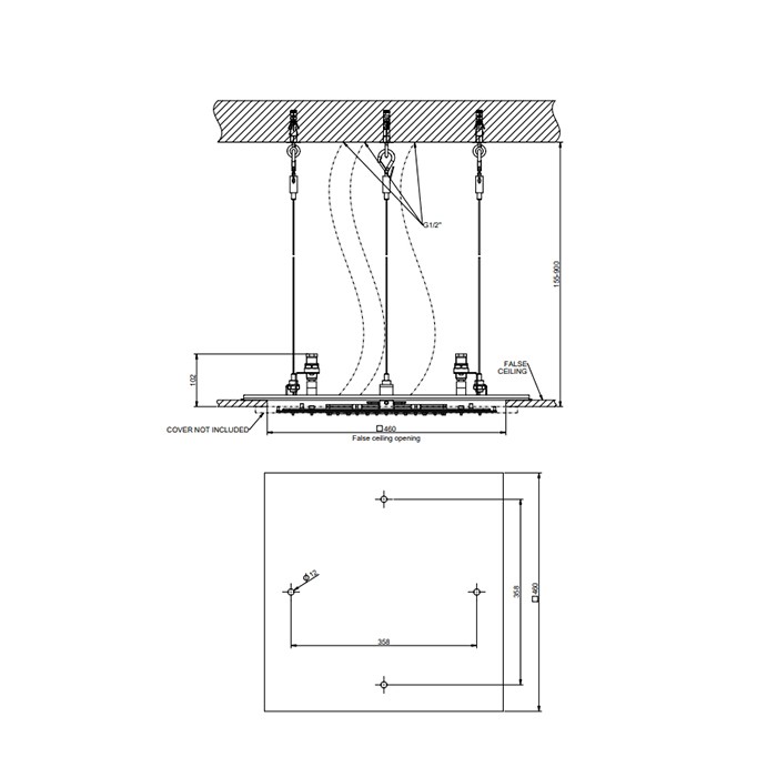 Gessi Душевая головка настенная, шарнирная на 1/2”, d300мм, Inciso, 58248#707 цвет: brushed black metal pvd
