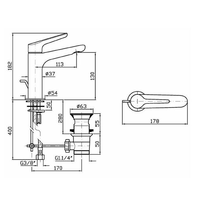 Zucchetti смеситель для раковины, на 1 отв., с донным клапаном, medameda, хром арт. zmm710