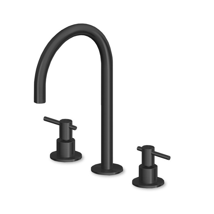 Zucchetti смеситель для раковины, на 3 отв., высокий, ручка: рычаг, helm, brushed total black pvd арт. zhl516.xp81
