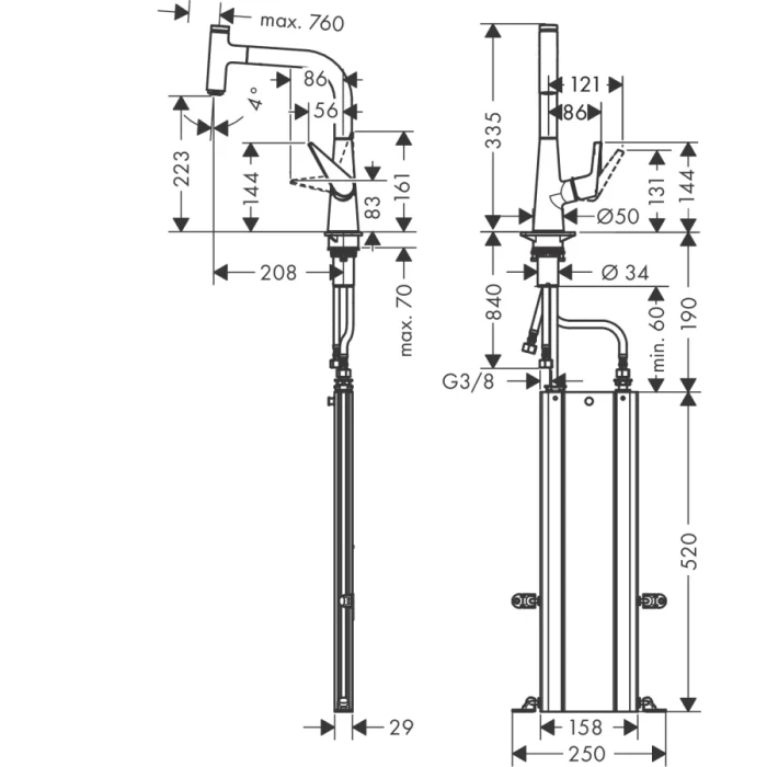 Hansgrohe смеситель для кухни, Talis Select M51, нержавеющая сталь арт. 73852800
