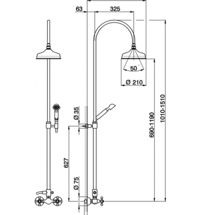 Cisal душевая система ac00405221 arcana ceramic цвет: хром
