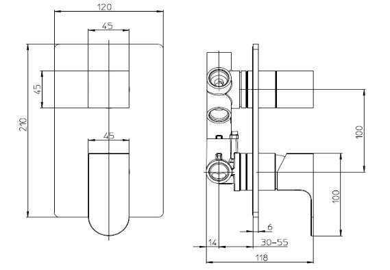 Bossini внешняя часть однорычажного встраиваемого смесителя на 2-5 выходов, gillo, золото арт. z00738.043