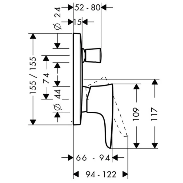 Hansgrohe смеситель для ванны, PuraVida, хром арт. 15445000