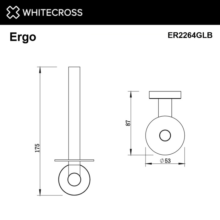 Держатель запасного рулона туалетной бумаги, Whitecross Ergo gold brushed, брашированное золото арт. ER2264GLB