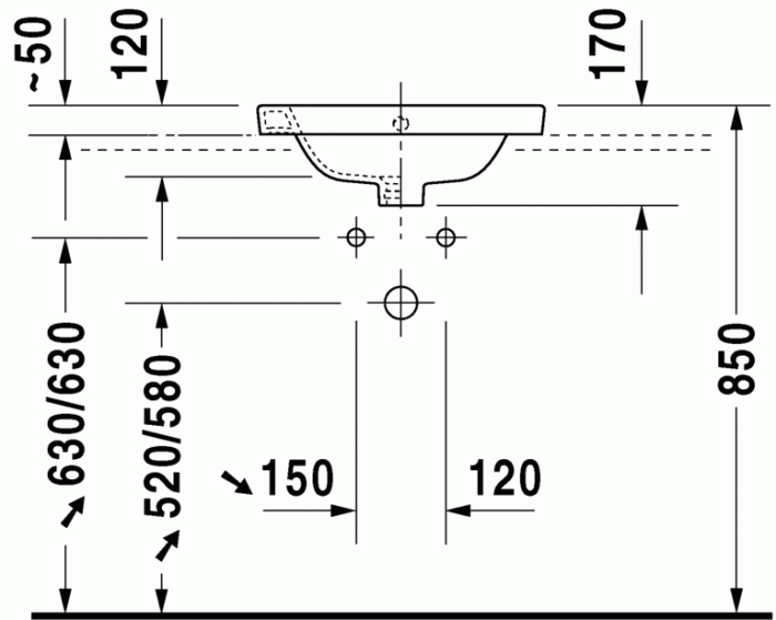 Duravit раковина встраиваемая сверху 37х48см, starck 2, 2327480000 цвет: белый