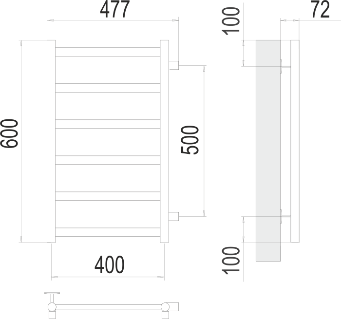Terminus водяной полотенцесушитель аврора п6 400х600 бп500, эконом арт. 4670078529862