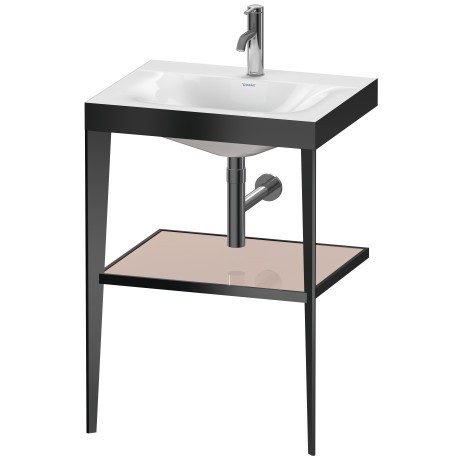 Duravit напольная консоль xviu/c-bonded 600 мм х 850 мм, с умывальником viu, xviu, xv4714ob210 цвет: черный матовый/абркосово-жемчужный глянцевый лак