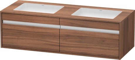 Duravit тумба подвесная с двумя выдвижными ящиками, для двух раковин, ketho, kt6898b7979 цвет: орех натуральный