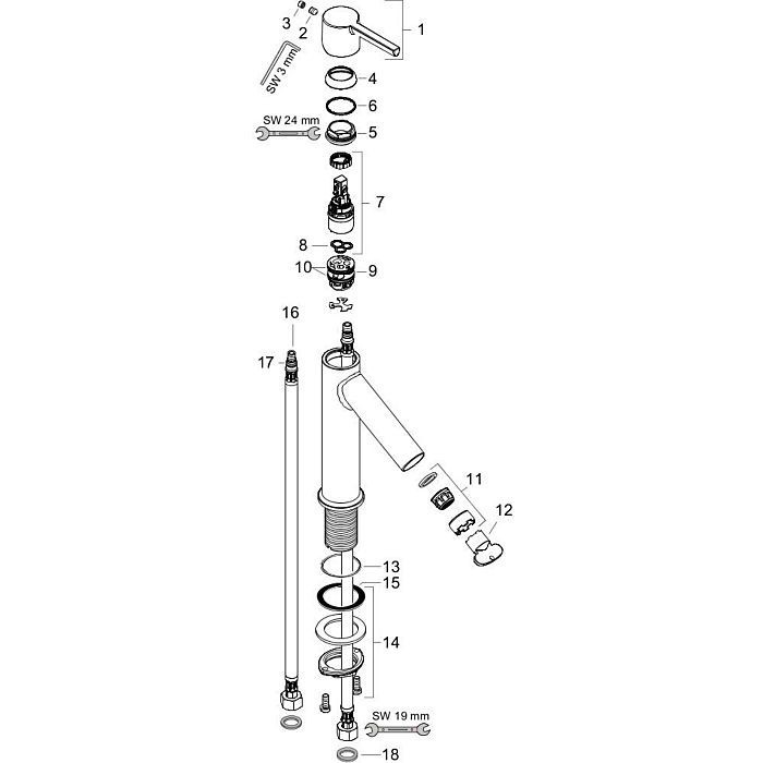 AXOR смеситель для раковины, Starck, полированный черный хром арт. 10103330