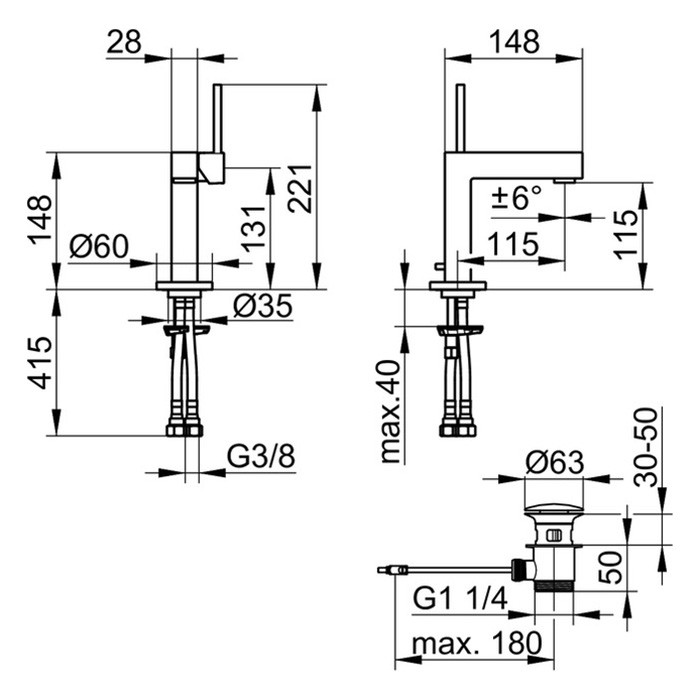 Keuco смеситель для раковины высота115 мм, edition 90, арт. 59004 010000