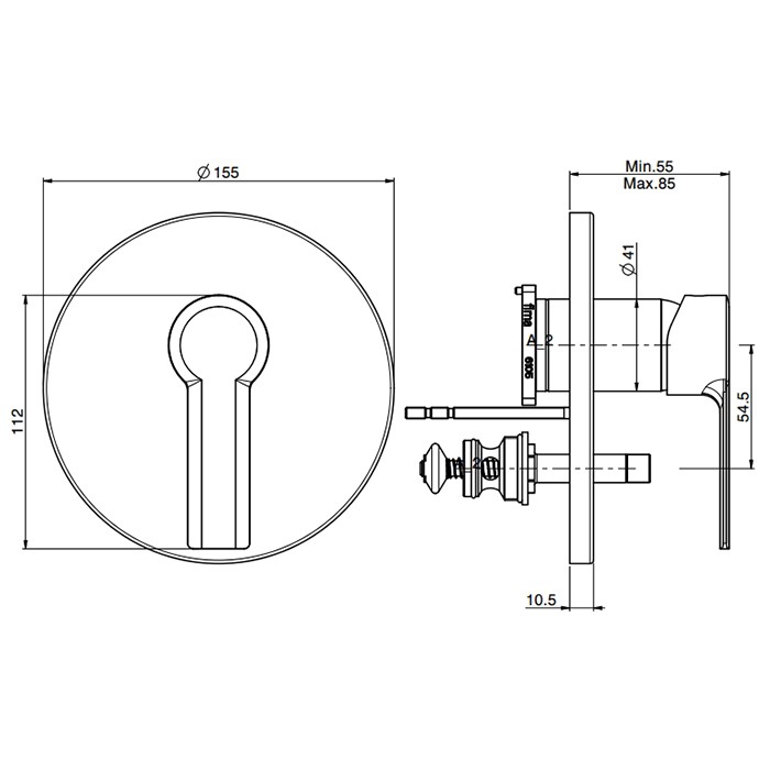 Fima Carlo Frattini смеситель для душа, встраиваемый, с переключателем на 2 потока, mast, черный арт. f3139x2ns