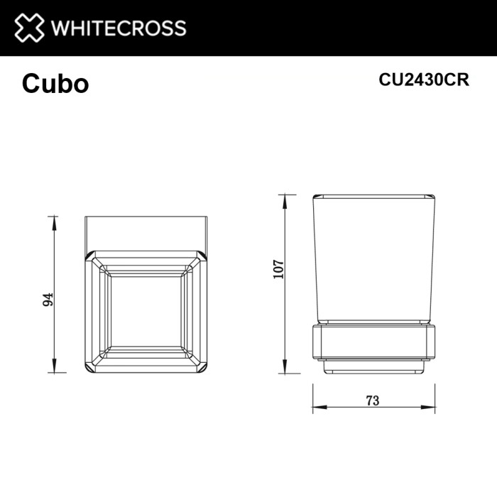 Стакан для зубных щеток, подвесной, Whitecross Cubo chrome, хром арт. CU2430CR