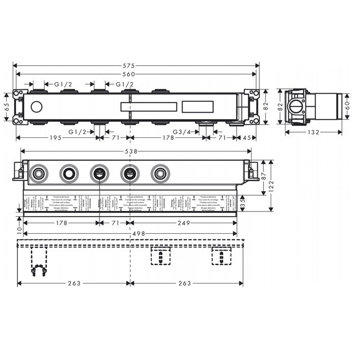 AXOR скрытая часть термостатического модуля 3 потребителя, ShowerSolutions, хром арт. 18311180