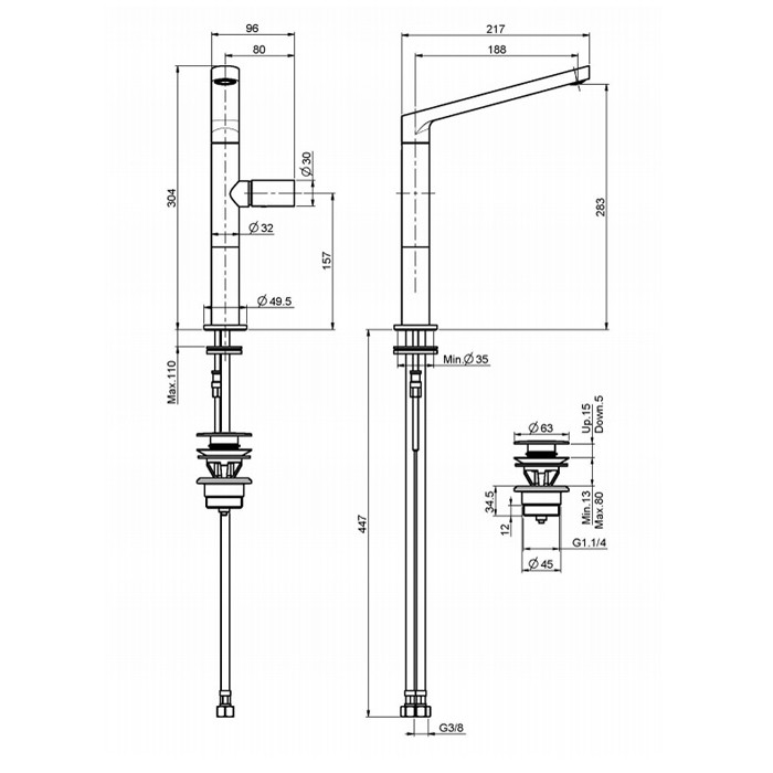 Fima Carlo Frattini высокий смеситель для раковины, nomos go, хром арт. f4161lcr