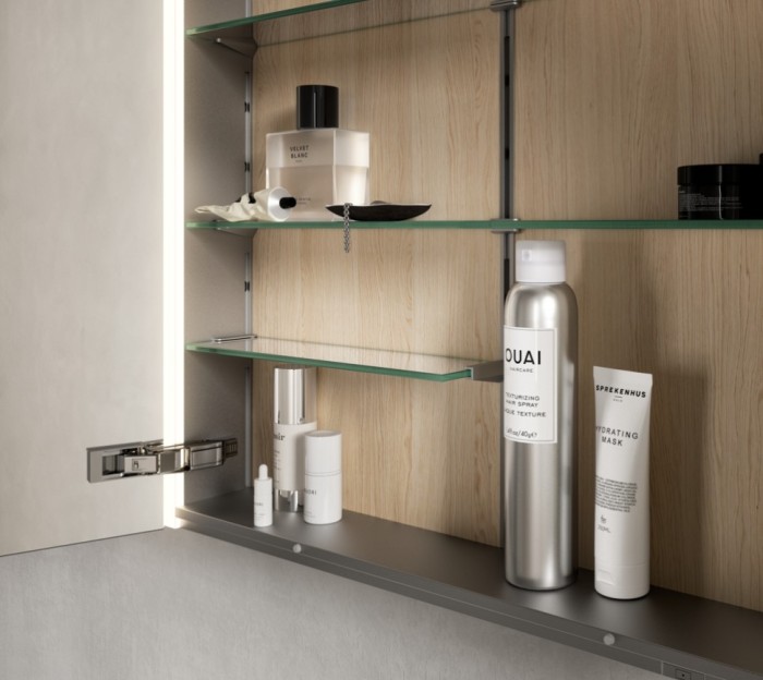 Keuco шкаф с подсветкой и подогревом для настенного монтажа 127 мм х 1000 мм х 710 мм, с 2 поворотными дверцами, somaris, дуб светлый арт. 14503 852101