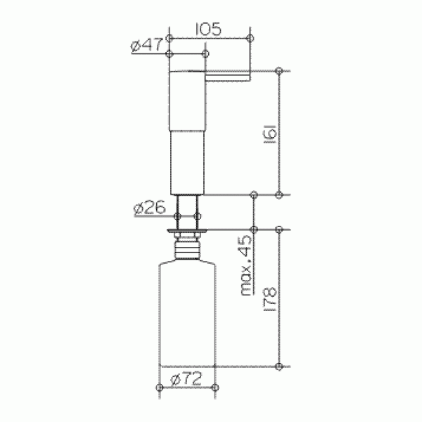 Keuco дозатор пены для встраивания в столешницу или на умывальник объем 161 мм, elegance new, хром арт. 11649 010200