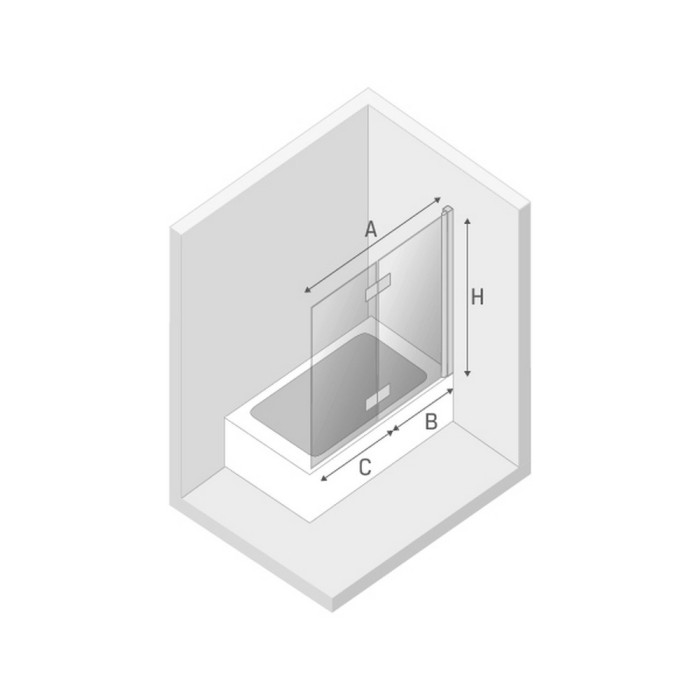 Шторка для ванны 100x140 r, New trendy New soleo black, черный арт. P-0050