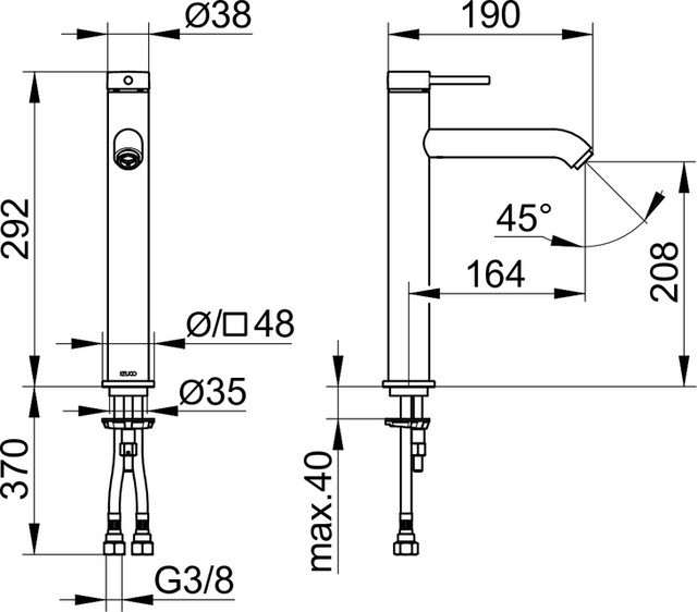 Keuco смеситель однорычажный для раковины без донного клапана, ixmo, черный матовый арт. 59510 372100