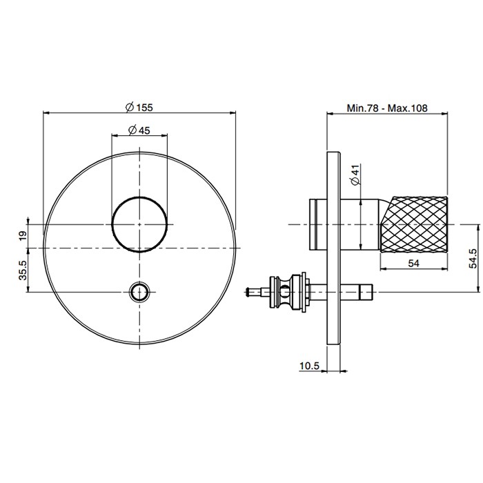 Fima Carlo Frattini смеситель для душа, встраиваемый, переключателем на 2 источника, spillo tech, золото арт. f3039tx2xor