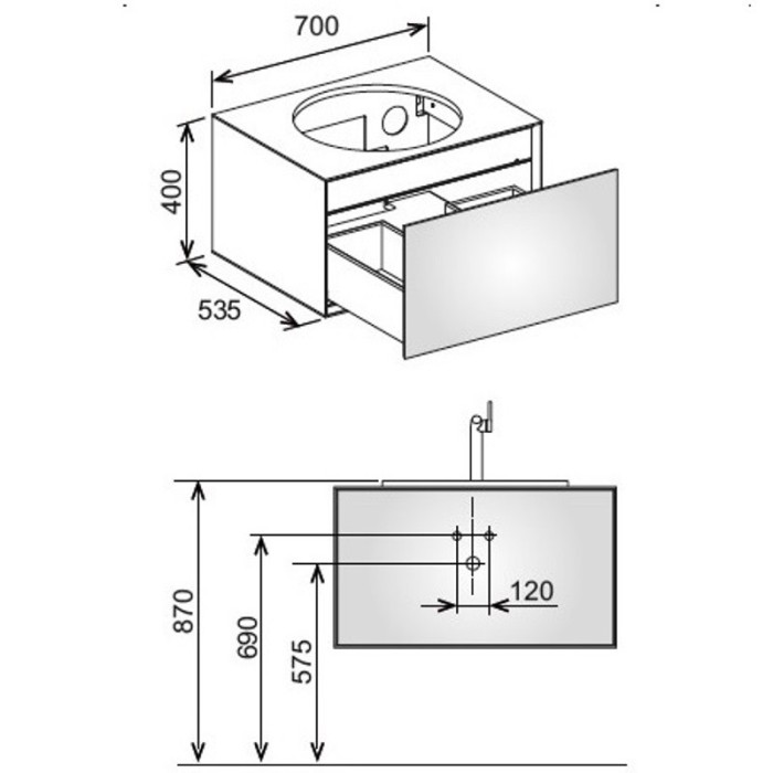Keuco тумба под раковину 700x400x535 мм фасад венецианский дуб, edition lignatur, арт. 33370 750021