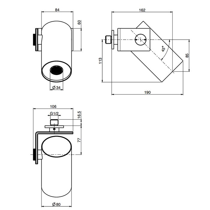 Fima Carlo Frattini верхний душ 8см., настенный soffioni, чёрный арт. f5920ns