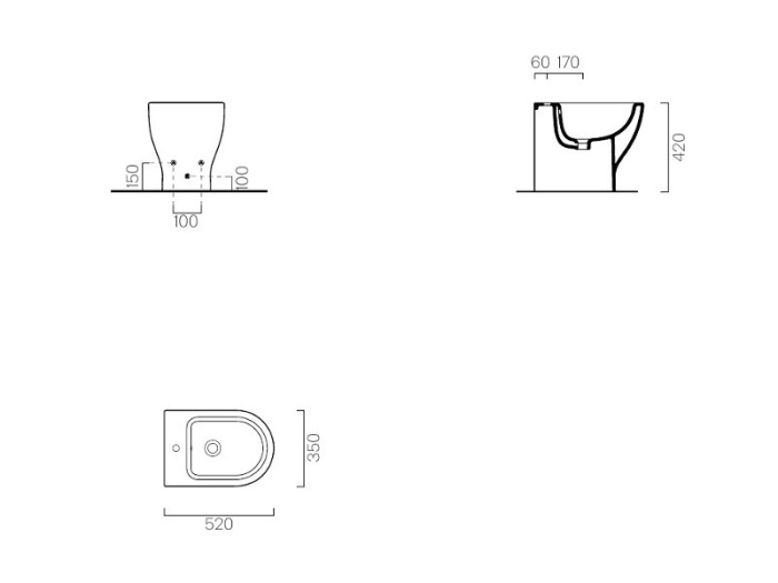 GSI Биде напольное 35х52 см, с 1 отверст.для смесителя, без крышки, City - 9162111