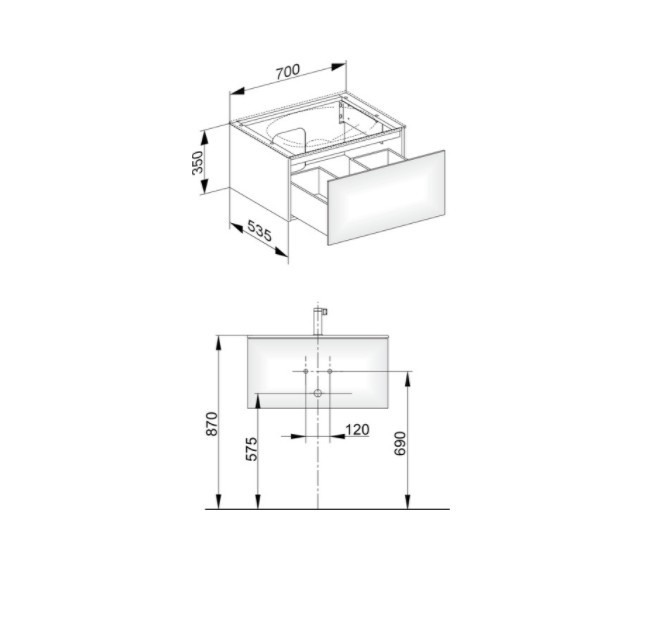 Keuco тумба подвесная под раковину с одним выдвижным фронтом, с внутренней светодиодной подсветкой, корпуc/фасад структурный лак, edition 11, антрацит арт. 31341 390100
