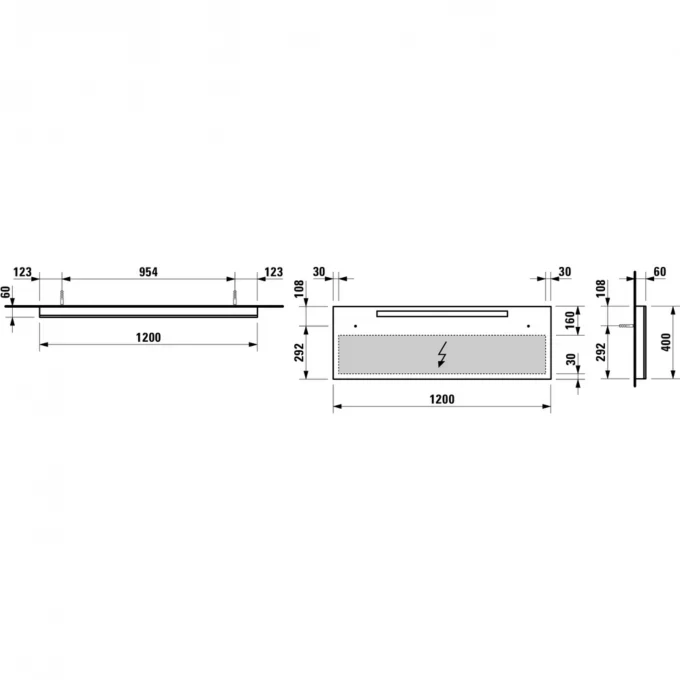 LAUFEN зеркало 120x40, IL BAGNO ALESSI ONE - 4.4843.1.097.200.1