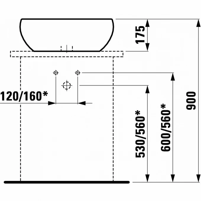 LAUFEN раковина накладная 52x52, IL BAGNO ALESSI - 8.1897.1.400.104.1
