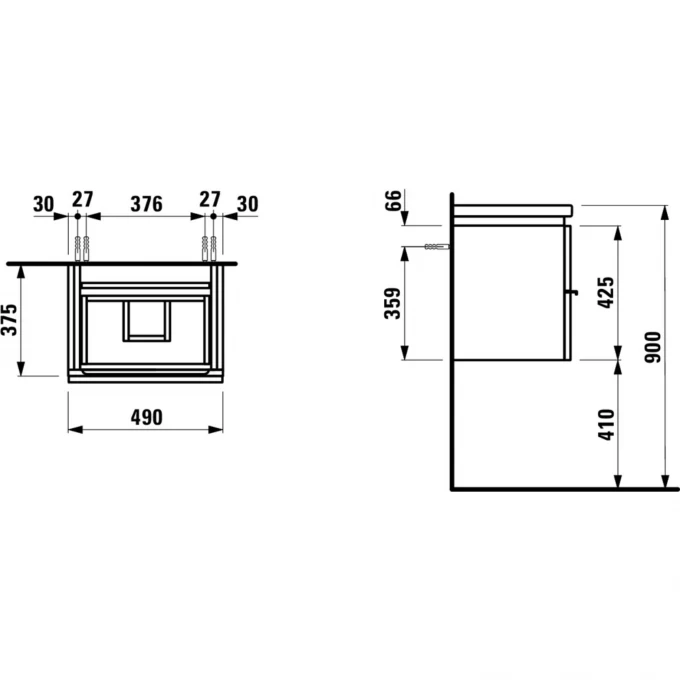 LAUFEN шкафчик под раковину 1 ящик, CASE - 4.0114.1.075.463.1