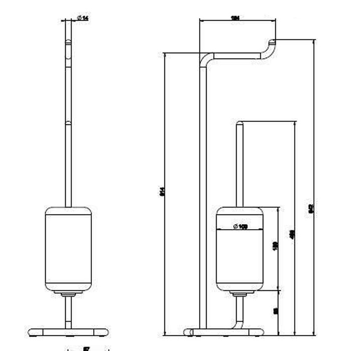 Gessi Стойка 61.4см., с держателем для туалетной бумаги и ершиком, напольная, Goccia, 38068#079 цвет: цвет: черный/белый