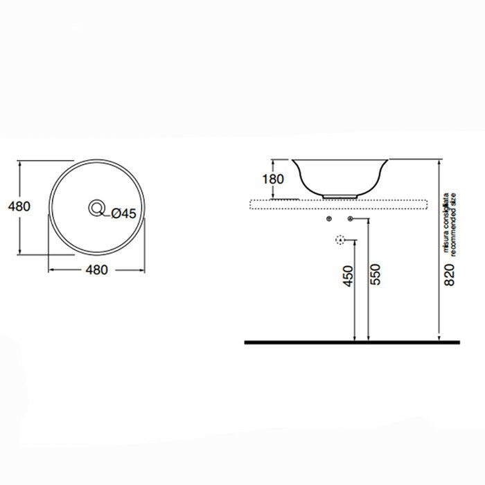 Azzurra Раковина 18x45 JUBILAEUM, JULA04818000BI/(JUB45/APP bi)*0 цвет: белый