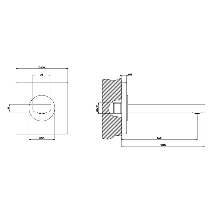 Gessi Настенный излив короткий, комбинируемый с удаленным управлением, Emporio Via manzoni, 38701#031 цвет: хром