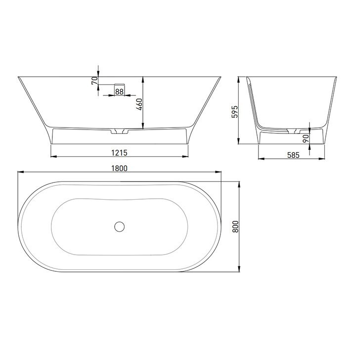 Salini ванна отдельностоящая 180,7x81, mona, 102911g цвет: глянцевый белый