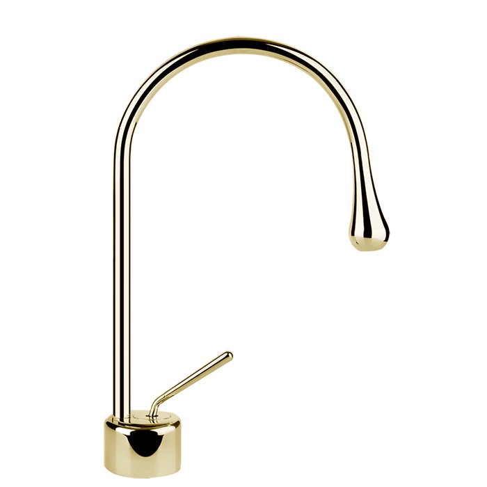 Gessi Смеситель для раковины, на 1 отв., излив: 17.4см R=90, Goccia, 33601#080 цвет: gold ccp