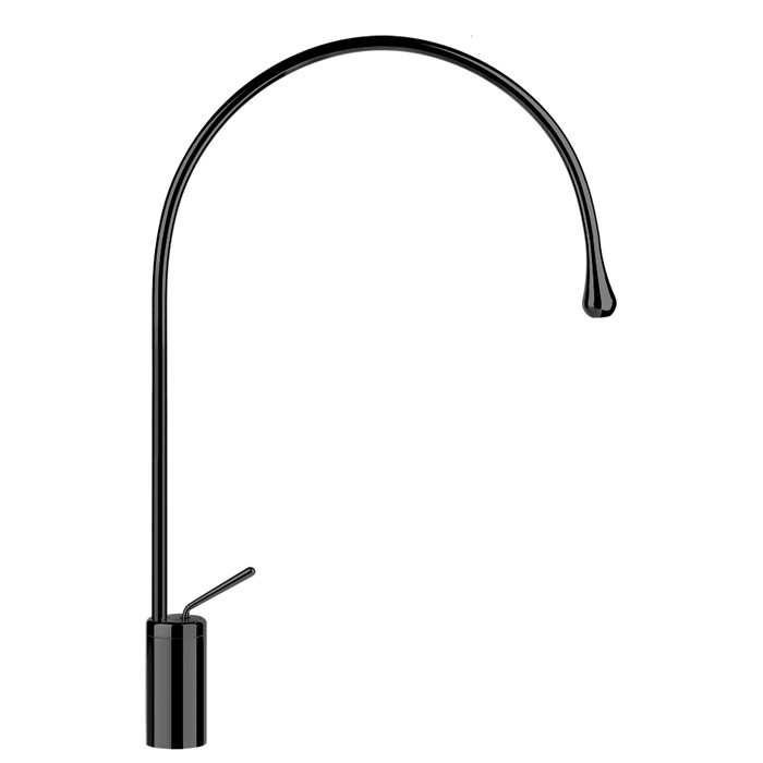 Gessi Смеситель для раковины на 1 отверстие, высокий, излив 387мм R=197, Goccia, 33606#299 цвет: черный