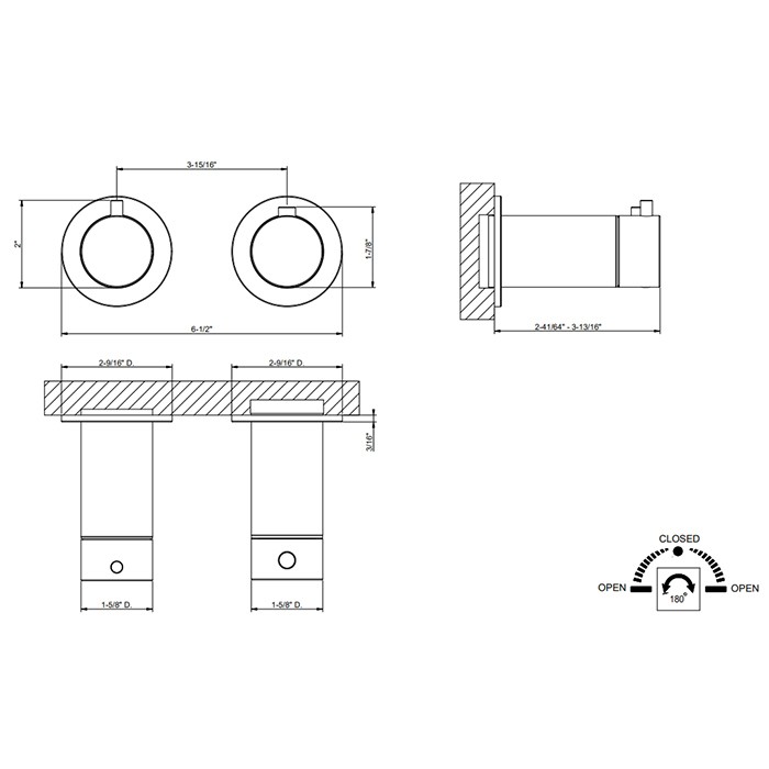 Gessi Смеситель для душа, встраиваемый, термостатический, с переключателем на 2 положения, внешняя часть, 316, 54234#707 цвет: black metal brushed pvd